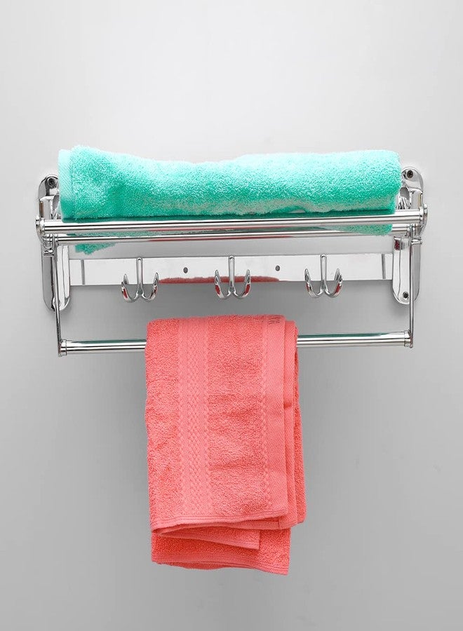 SAMANEA TR-F18 Stainless Steel Folding Towel Rack |Towel Stand | Hanger | Bathroom Accessories for Bathroom (18 inch, Chrome, SS202) - Image 1